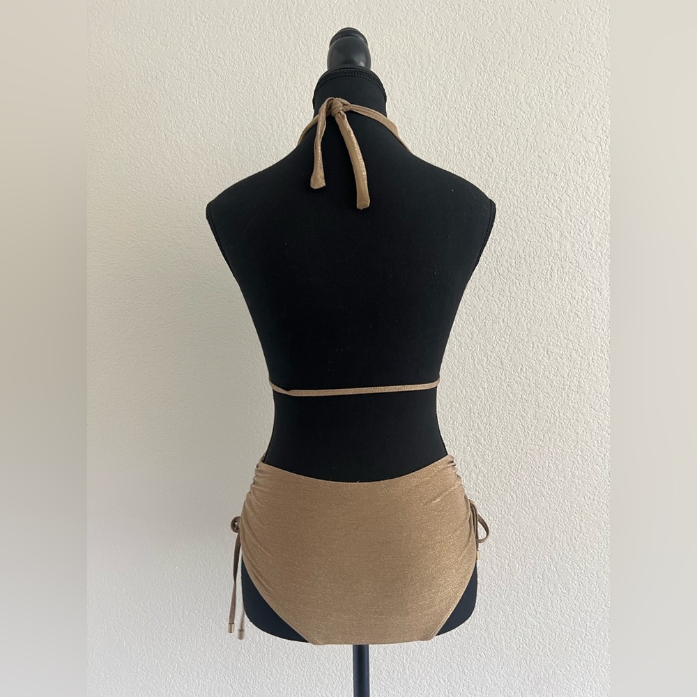 Gold Halter Sexy One-Piece Swimsuit by Everything but Water - Picture 10 of 11